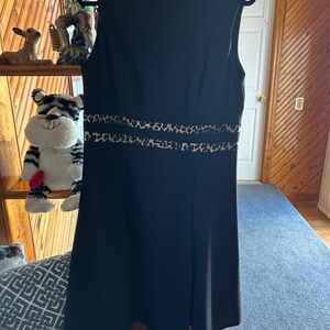 Liz Claiborne Black Dress with Animal Print Detail